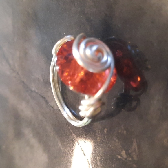 Silver and orange swirl ring - Picture 1 of 3